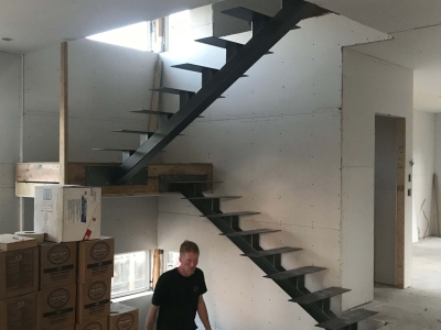 Single Stringer Stair, Boulder CO, 2018 (Working for Morgan Briskey, Elemental Design, http://briskey.com/)