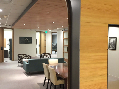 Ceiling Condition with Floating Counter & Door Pulls, Nexus, Denver CO, 2016 (Designed by Neo Era Inc. http://neoera-archdesign.com/)