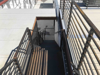 Custom Bi-folding Door and Stairs with Sculptural Guardrail, Space Annex Gallery, Denver, 2019