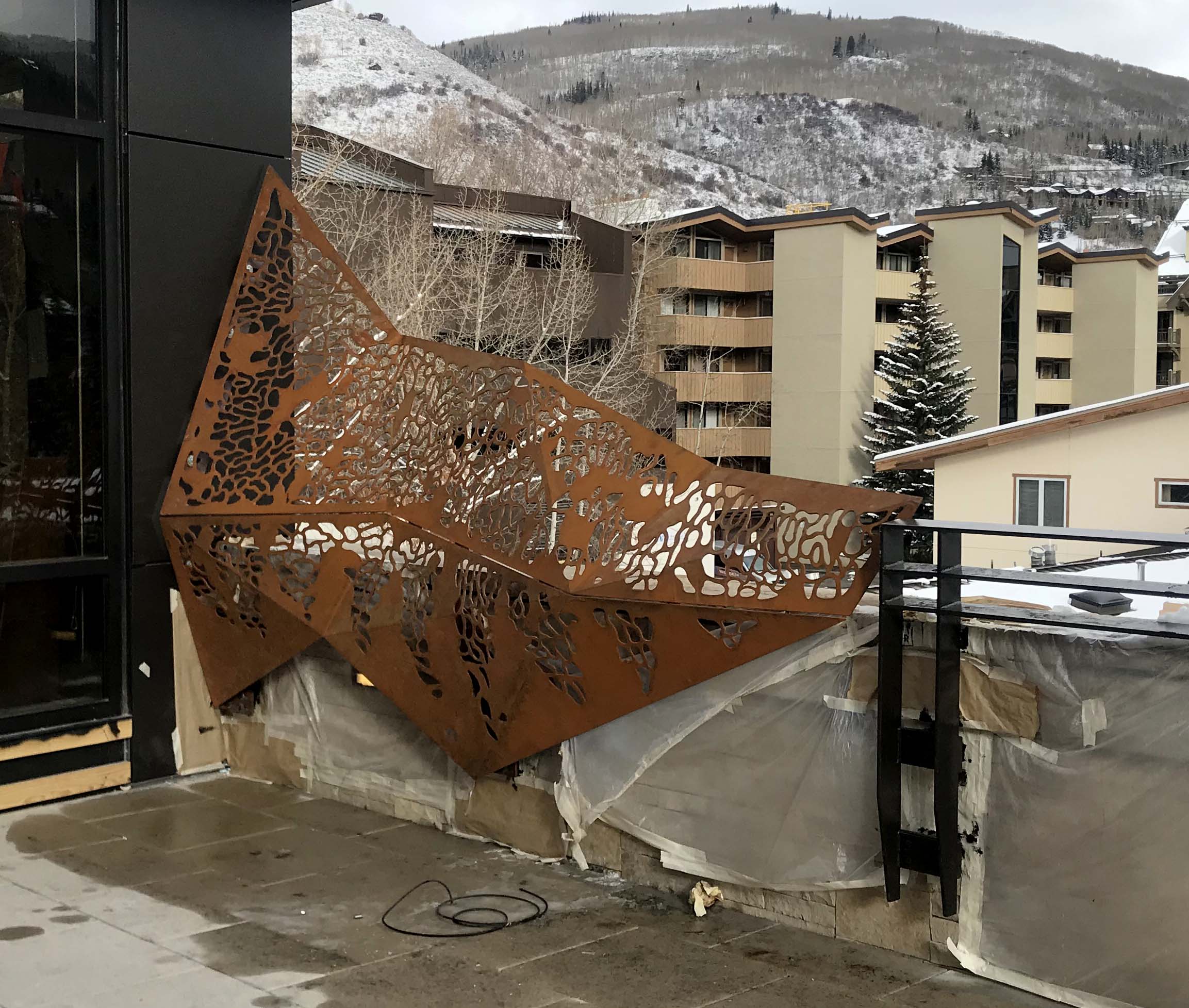 "Infinite Pattern Mountain Panel", Cor-ten Steel, 12'x8'x2', Vail, CO 2020