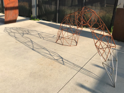 "Pointed Arch", Steel and Stainless Steel, 48"x108"x30", Space Gallery, Denver, CO 2018