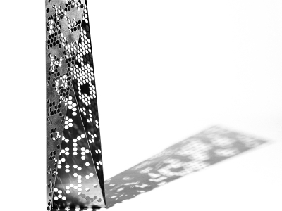 "Honeycomb Mini-Monolith", Steel, 48"x18"x18", 2018, Photo Credit: Caleb Santiago Alvarado