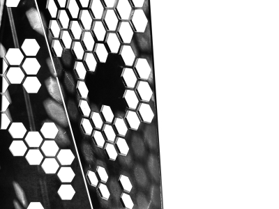 "Honeycomb Mini-Monolith" (detail), Steel, 48"x18"x18", 2018, Photo Credit: Caleb Santiago Alvarado