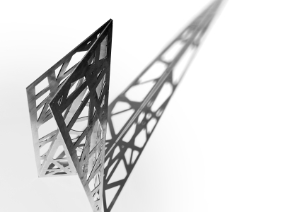 "Intersecting Mini-Monolith", Steel, 48"x18"x18", 2018, Photo Credit: Caleb Santiago Alvarado