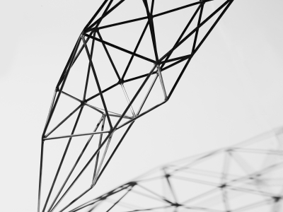 "Pointed Arch", Steel and Stainless Steel, 48"x108"x30", 2018, Photo Credit: Caleb Santiago Alvarado