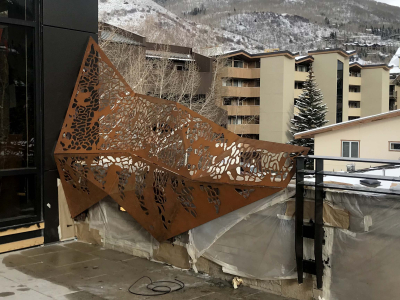 "Infinite Pattern Mountain Panel", Cor-ten Steel, 12'x8'x2', Vail, CO 2020