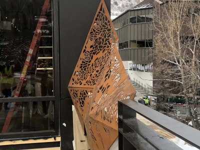 "Infinite Pattern Mountain Panel", Cor-ten Steel, 12'x8'x2', Vail, CO 2020