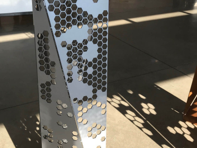 "Honeycomb Mini-monolith", Steel, 18"x18"x48",Space Gallery, Denver, CO 2018