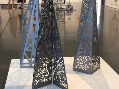 "Patterned Mini-monoliths", Steel, 18"x18"x48", Space Gallery, Denver, CO 2018